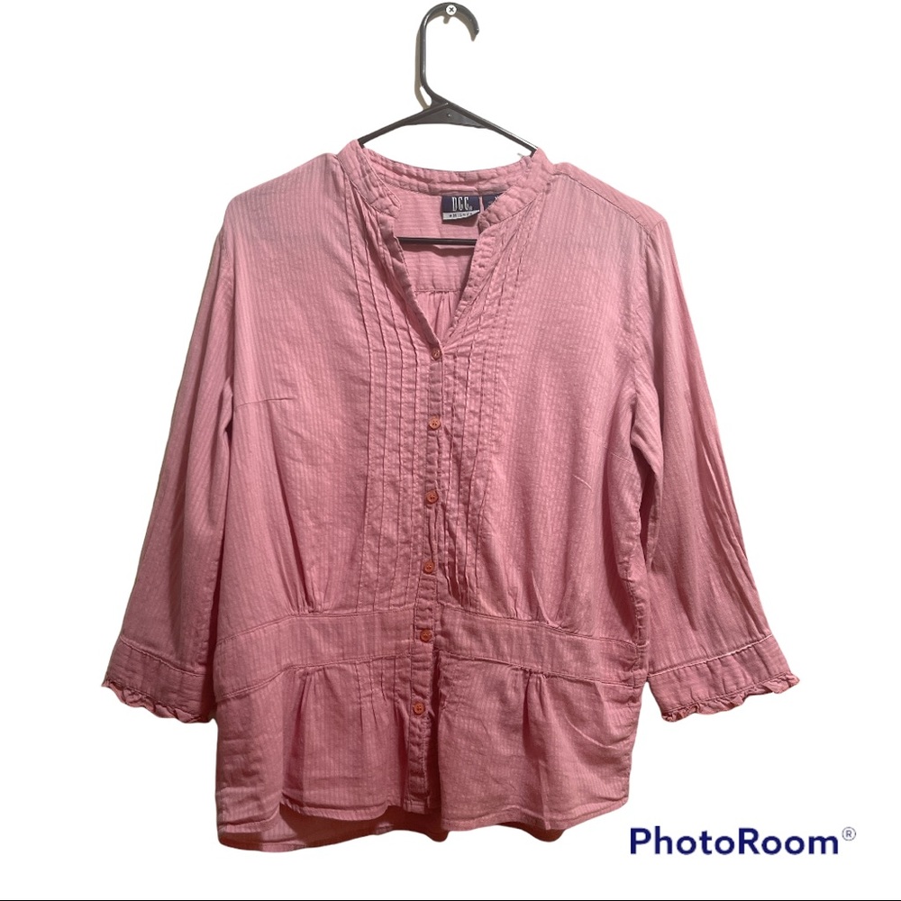 DCC MISSY Elegant Dusty Rose Blouse Buttons front  Size Medium 100%Cotton